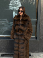 Brown Long Argentina Fox Fur Coat