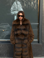 Brown Long Argentina Fox Fur Coat