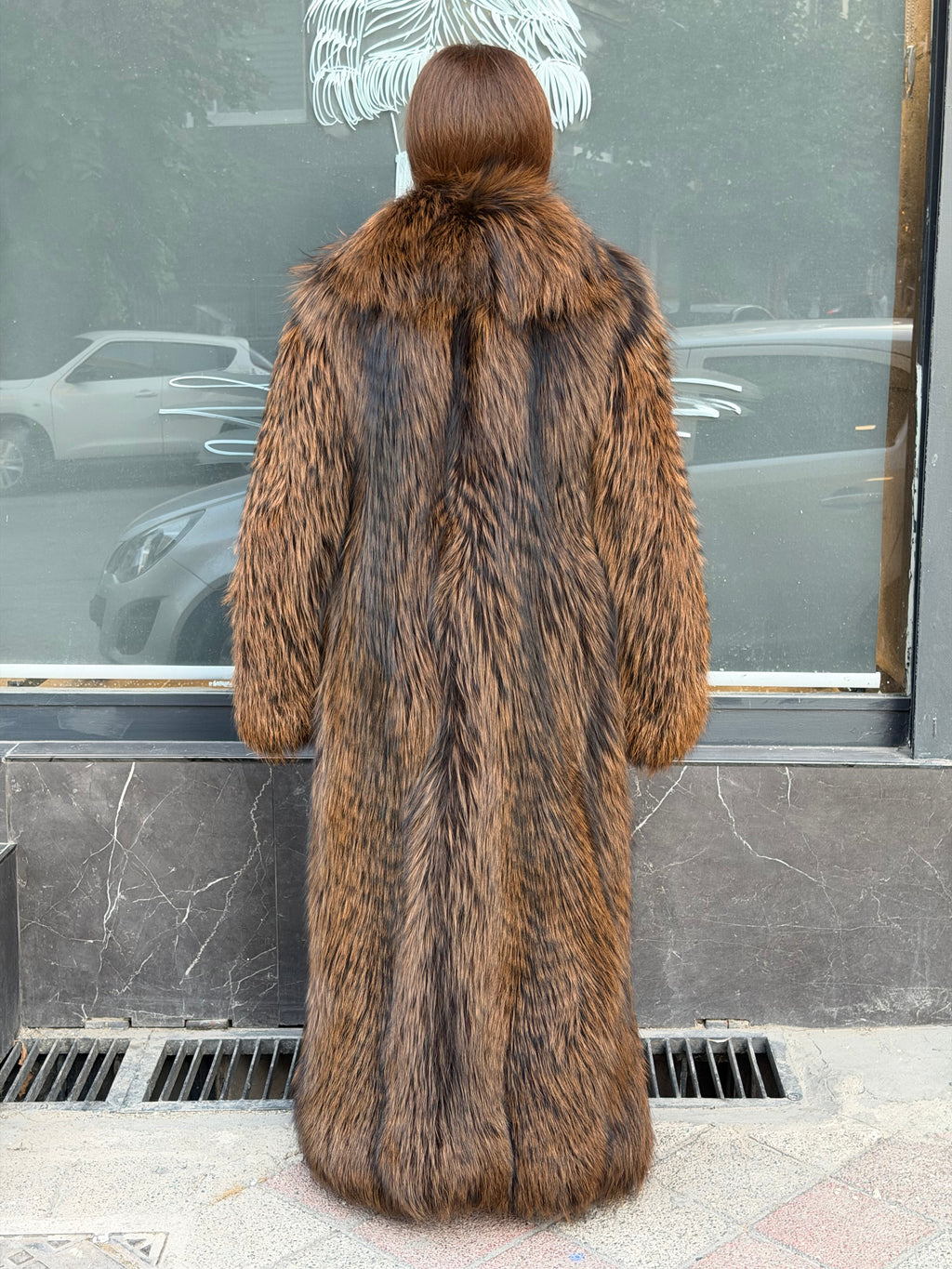 Brown Long Argentina Fox Fur Coat