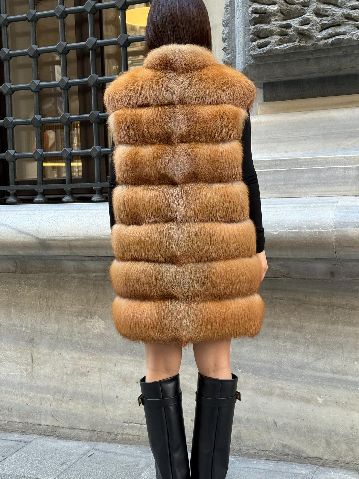 Handmade Golden Fox Fur Vest For Women
