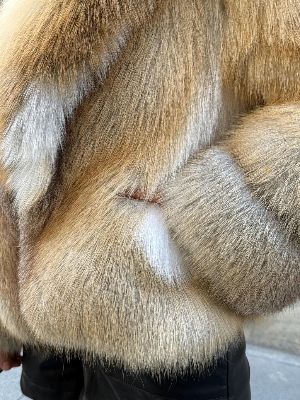 Women’s Gold Fox Fur Jacket, Luxury Short Golden Fur Coat