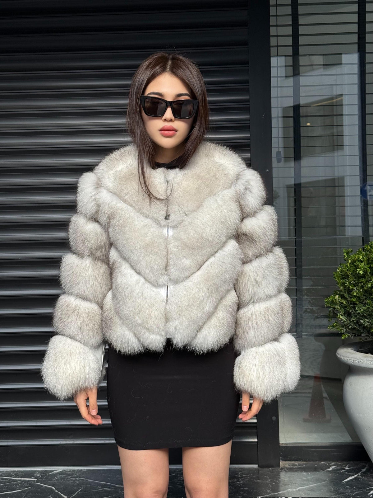 Luxury White Fox Fur Jacket | Handmade Real Fox Fur Coat for Women | Detachable Sleeves | Plus Size Winter Outerwear | Gift for Her