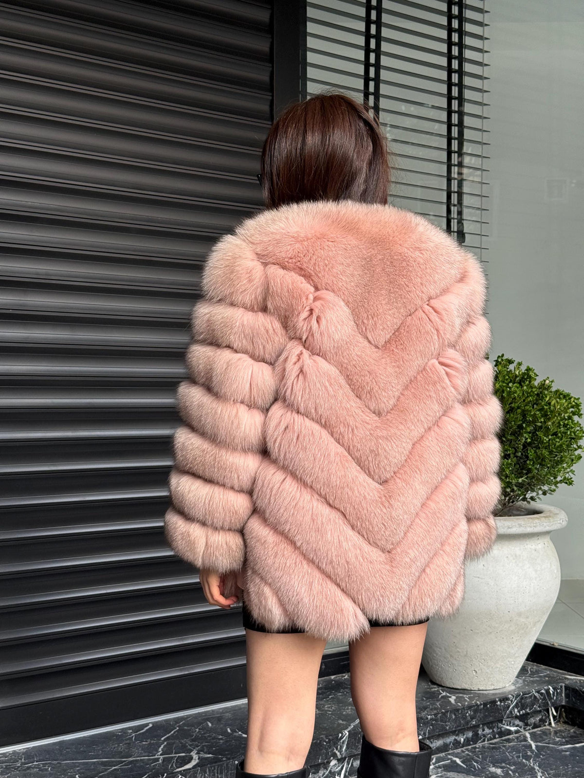 Pink Fox Fur Jacket Women | Handmade Luxury Fur Coat & Vest With Removable Sleeves