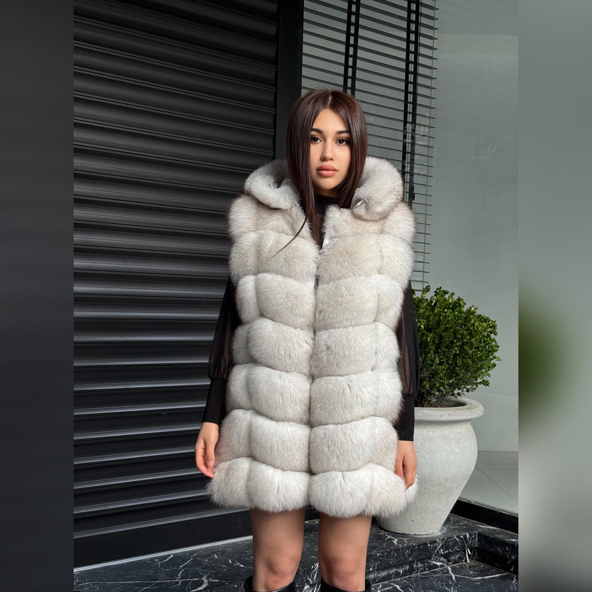 Luxury White Fox Fur Vest | Genuine Real Fox Fur | Long Handmade Fox Fur Vest For Women | Winter Sleeveless Fur Jacket | Plus Size Fur Vest