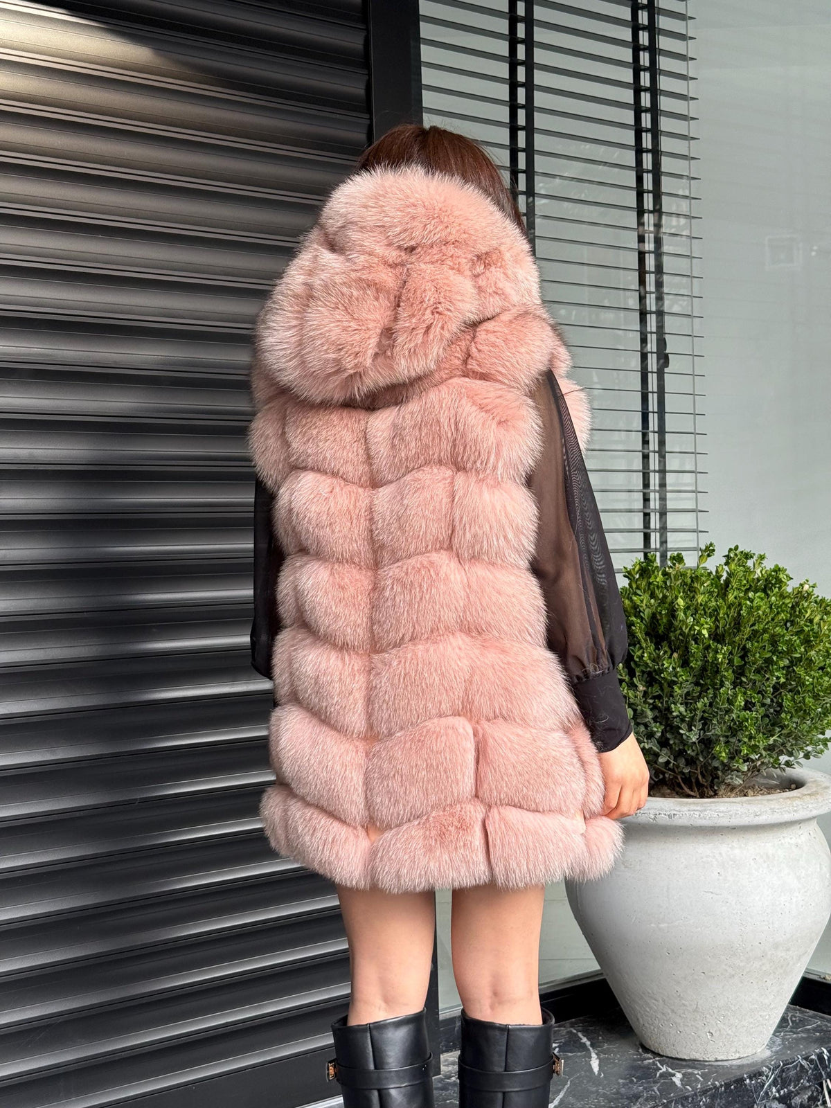 Luxury Pink Fox Fur Vest | Genuine Real Fox Fur | Long Handmade Fur Vest For Women | Winter Sleeveless Fur Jacket | Plus Size Fur Vest