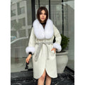 White Handmade Women Alpaca Coat With Fox Fur , Luxury Outwear | Natural Alpaca Wool Coat | Soft & Warm – Handmade Women’s Outerwear