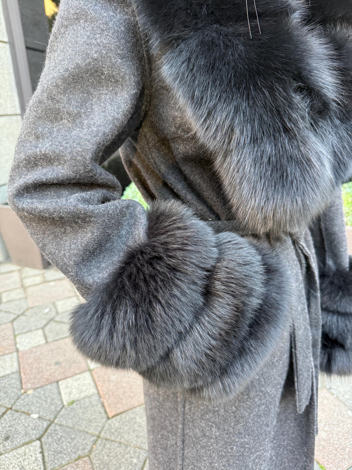 Black Handmade Women Alpaca Coat With Fox Fur , Luxury Wool Outwear | Soft Warm Natural Alpaca Wool Coat| All Colours Available