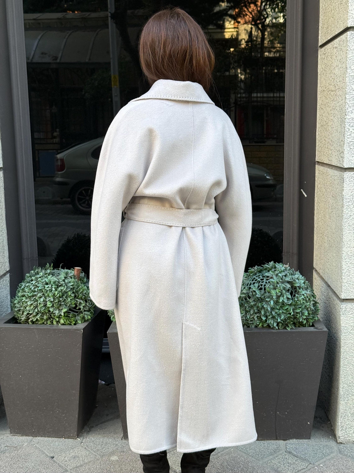 Women’s Stone Long Zibellino Alpaca Coat, Handmade Luxury Virgin Wool Jacket