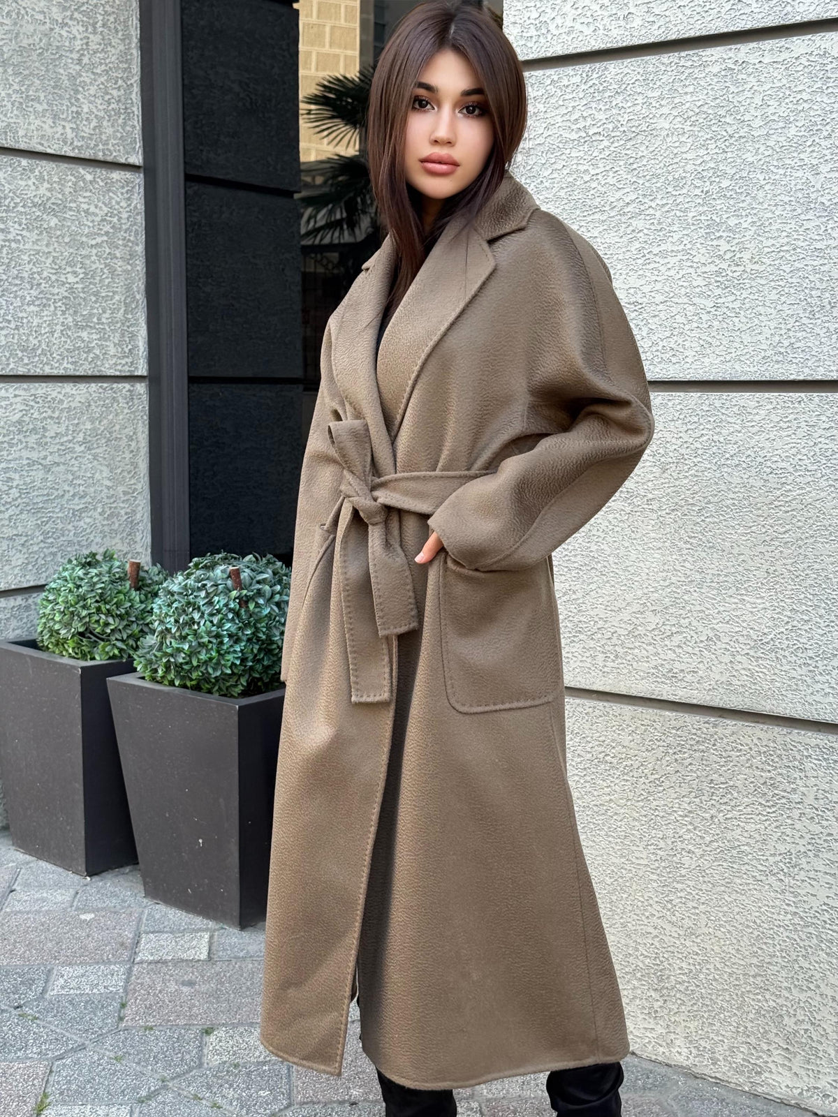 Women’s Mause Long Zibellino Alpaca Coat, Handmade Luxury Virgin Wool Jacket