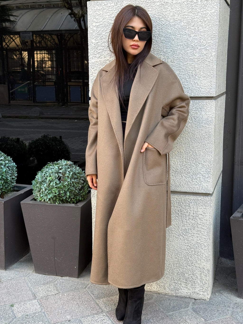 Women’s Mause Long Zibellino Alpaca Coat, Handmade Luxury Virgin Wool Jacket