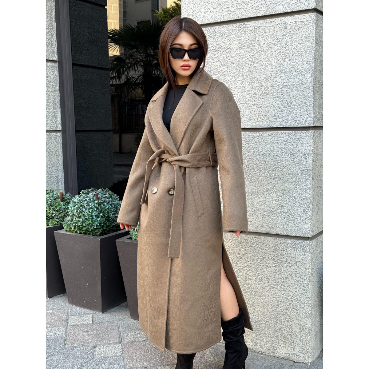 Women’s Mause Long Zibellino Alpaca Coat, Handmade Luxury Virgin Wool Jacket