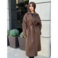 Brown Zibellino Alpaca Coat, Handmade Luxury Long Virgin Wool Overcoat, Plus Size Jacket
