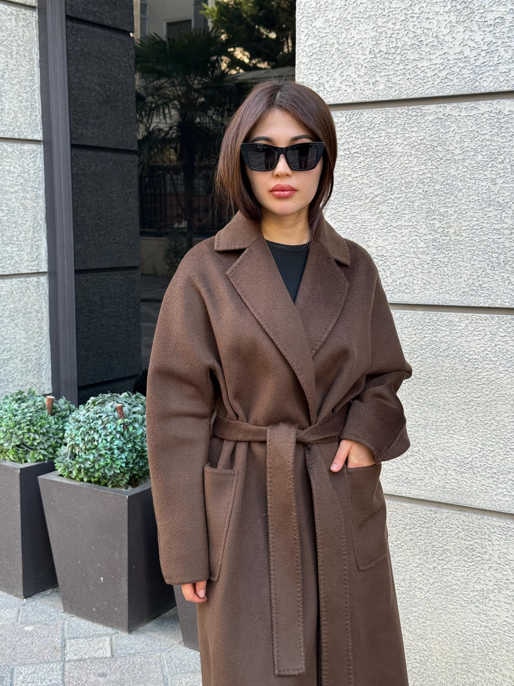 Brown Zibellino Alpaca Coat, Handmade Luxury Long Virgin Wool Overcoat, Plus Size Jacket