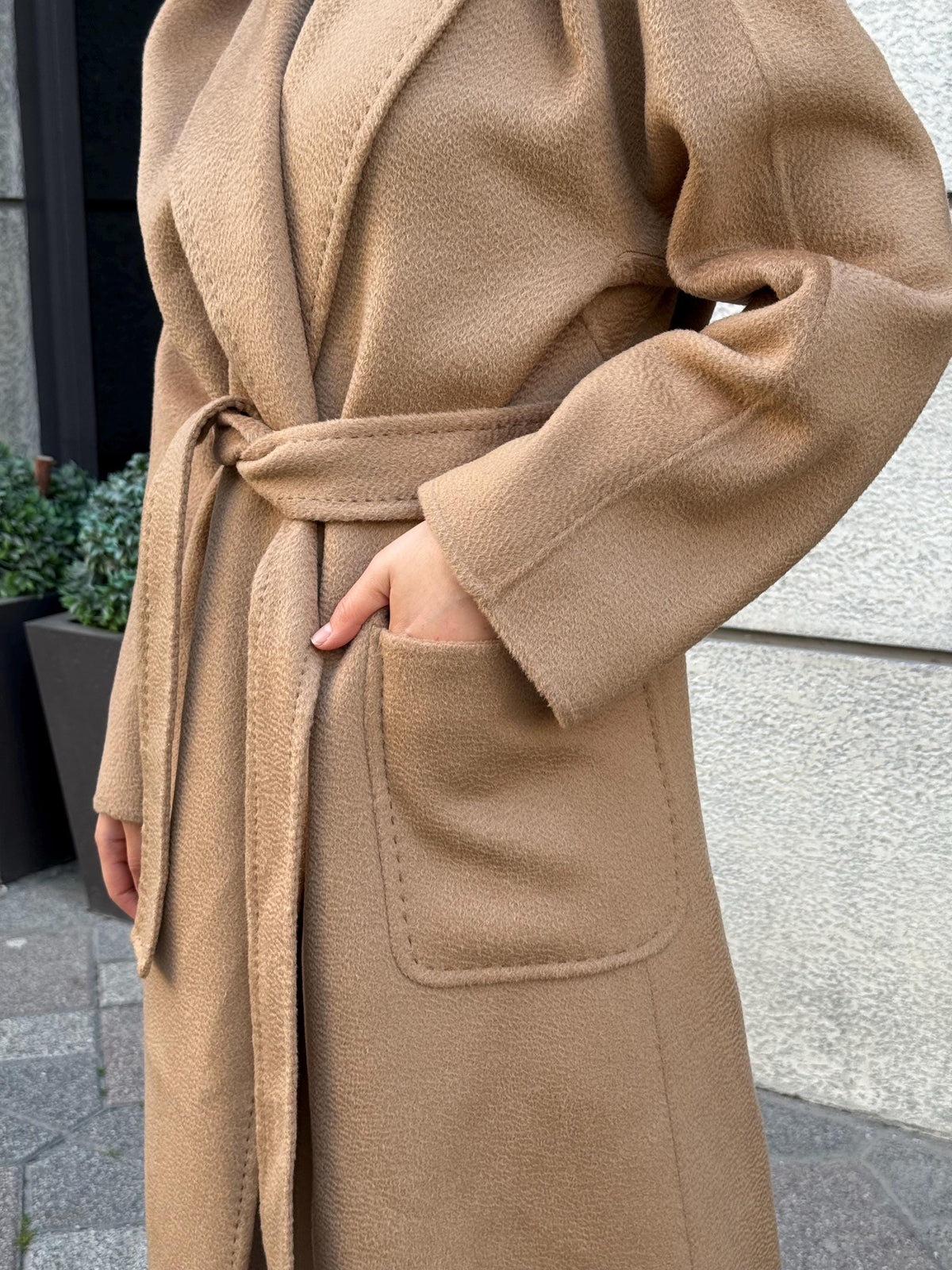 Women’s Camel Long Zibellino Alpaca Coat, Handmade Luxury Virgin Wool Jacket