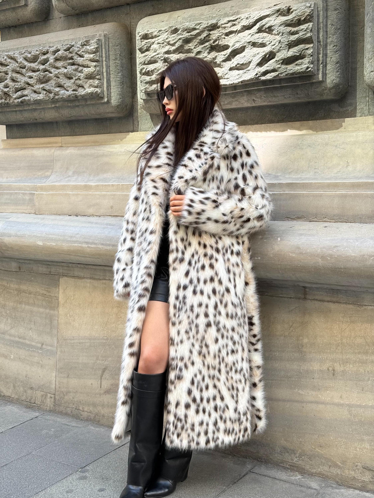 Luxury Faux Long Wildcat Fur Coat | Handmade Winter Women Vegan Lynx Fur Coat