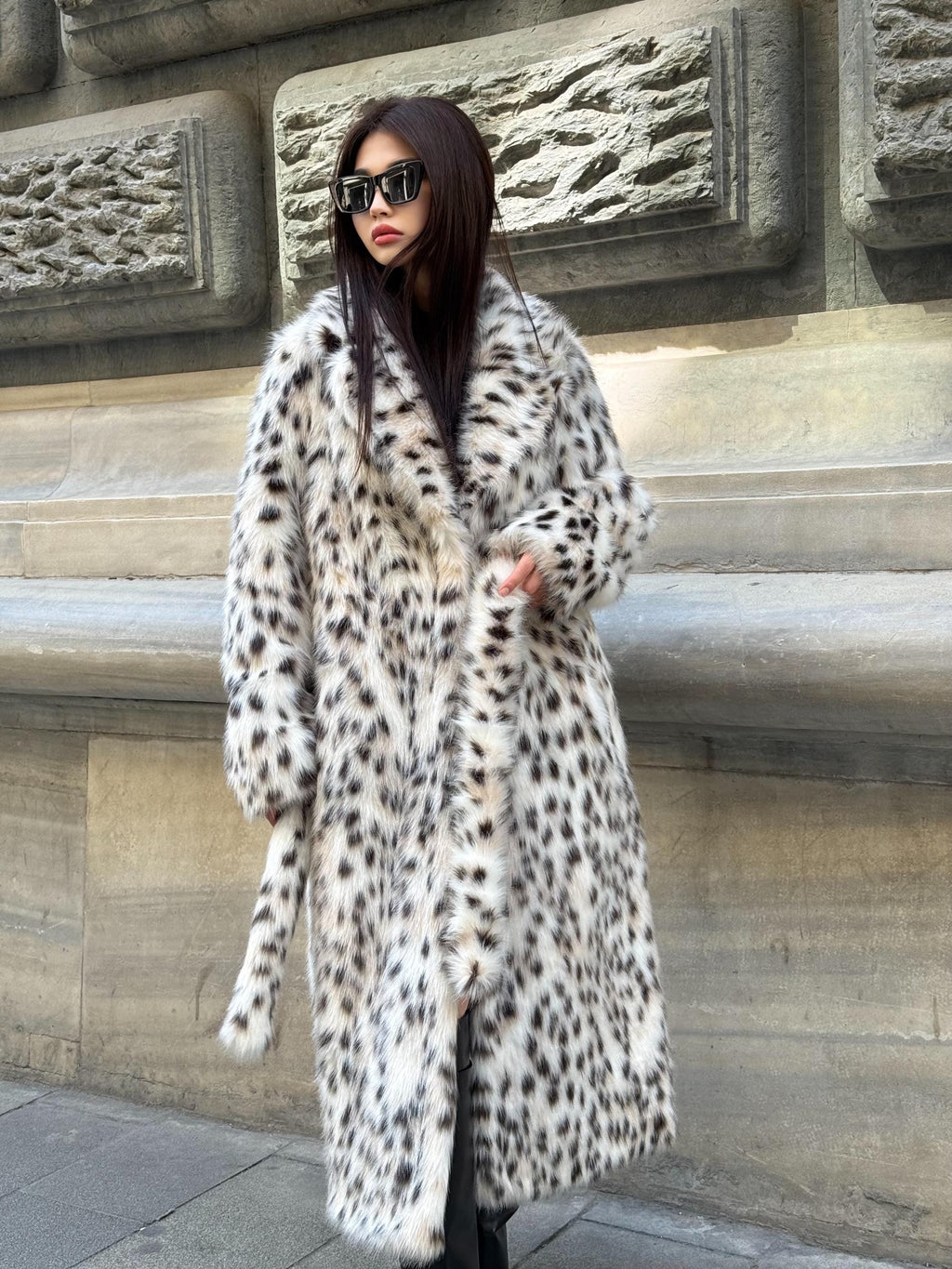 Luxury Faux Long Wildcat Fur Coat | Handmade Winter Women Vegan Lynx Fur Coat