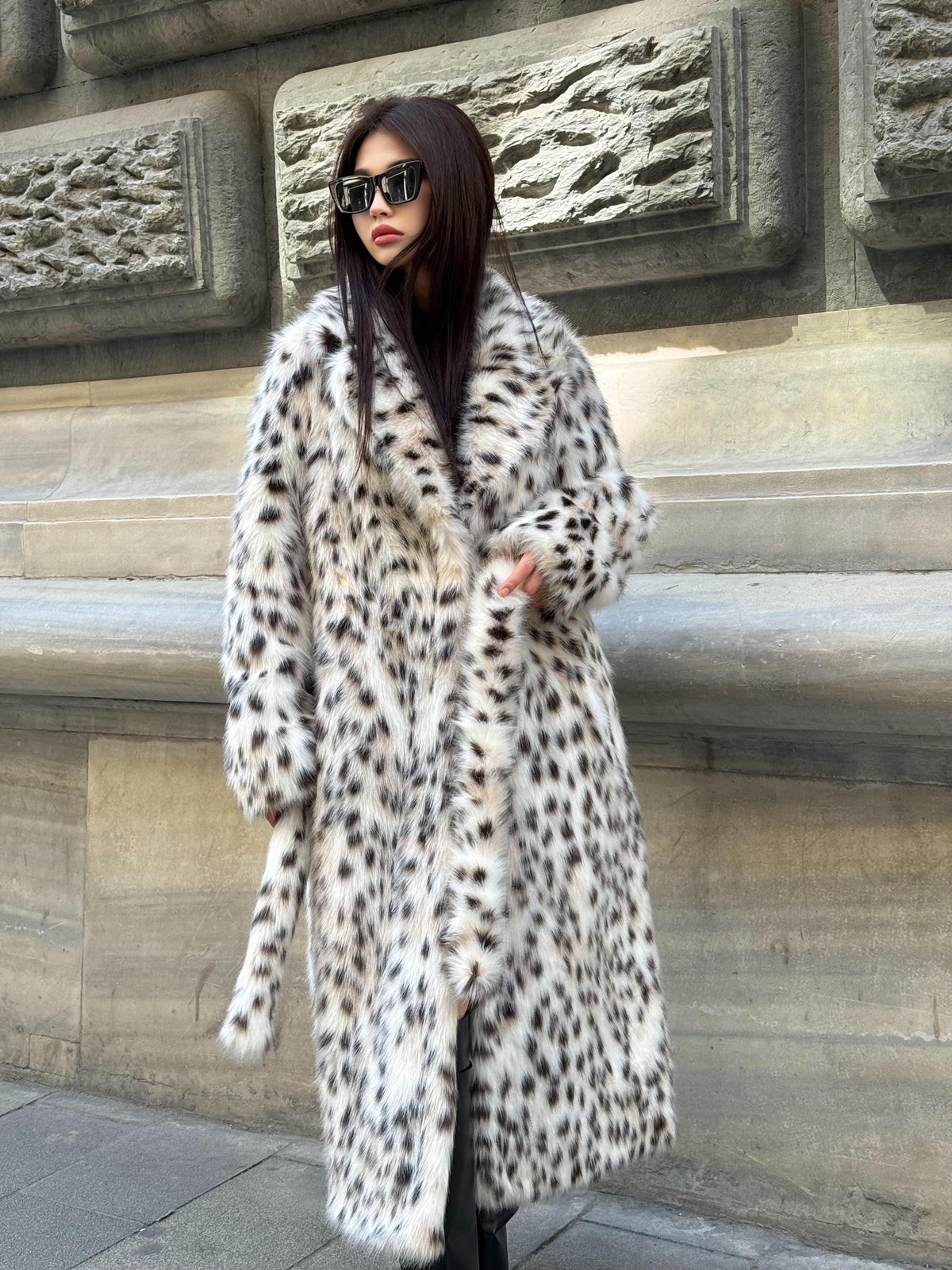 Luxury Faux Long Wildcat Fur Coat | Handmade Winter Women Vegan Lynx Fur Coat