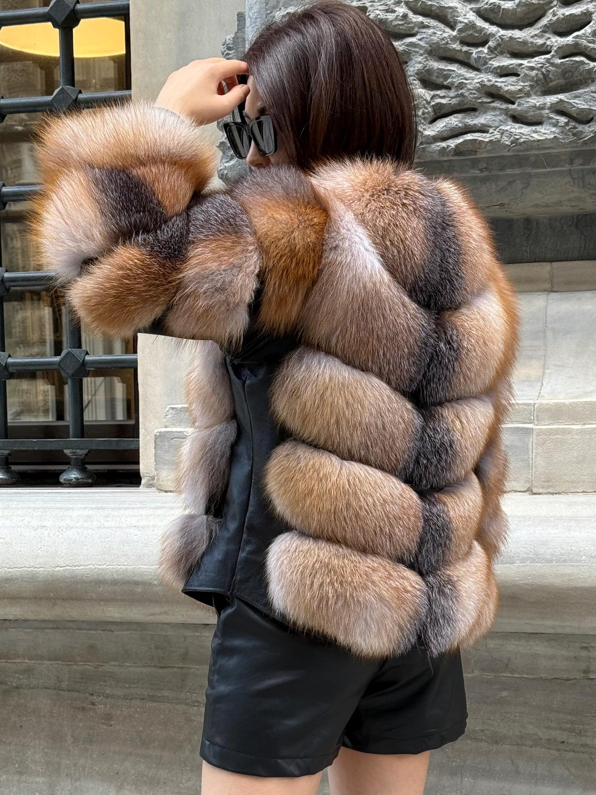 Women’s Fox Fur Jacket | Handmade Detachable Sleeves Frost Fur Coat