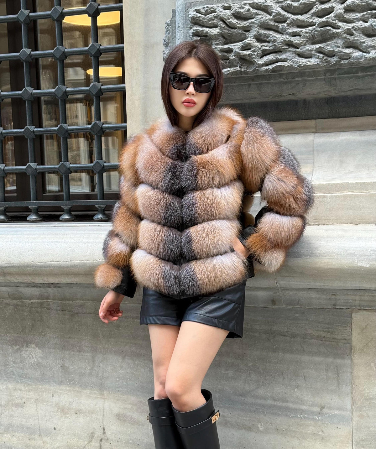 Women’s Fox Fur Jacket | Handmade Detachable Sleeves Frost Fur Coat