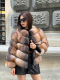 Women’s Fox Fur Jacket | Handmade Detachable Sleeves Frost Fur Coat