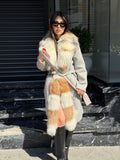 Gray Handmade Women Alpaca Coat With Fox Fur , Luxury Wool Outwear | Soft Warm Natural Alpaca Wool Coat| All Colours Available