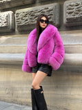 Pink Fox Fur Jacket, Handmade Women’s Short Fur Coat