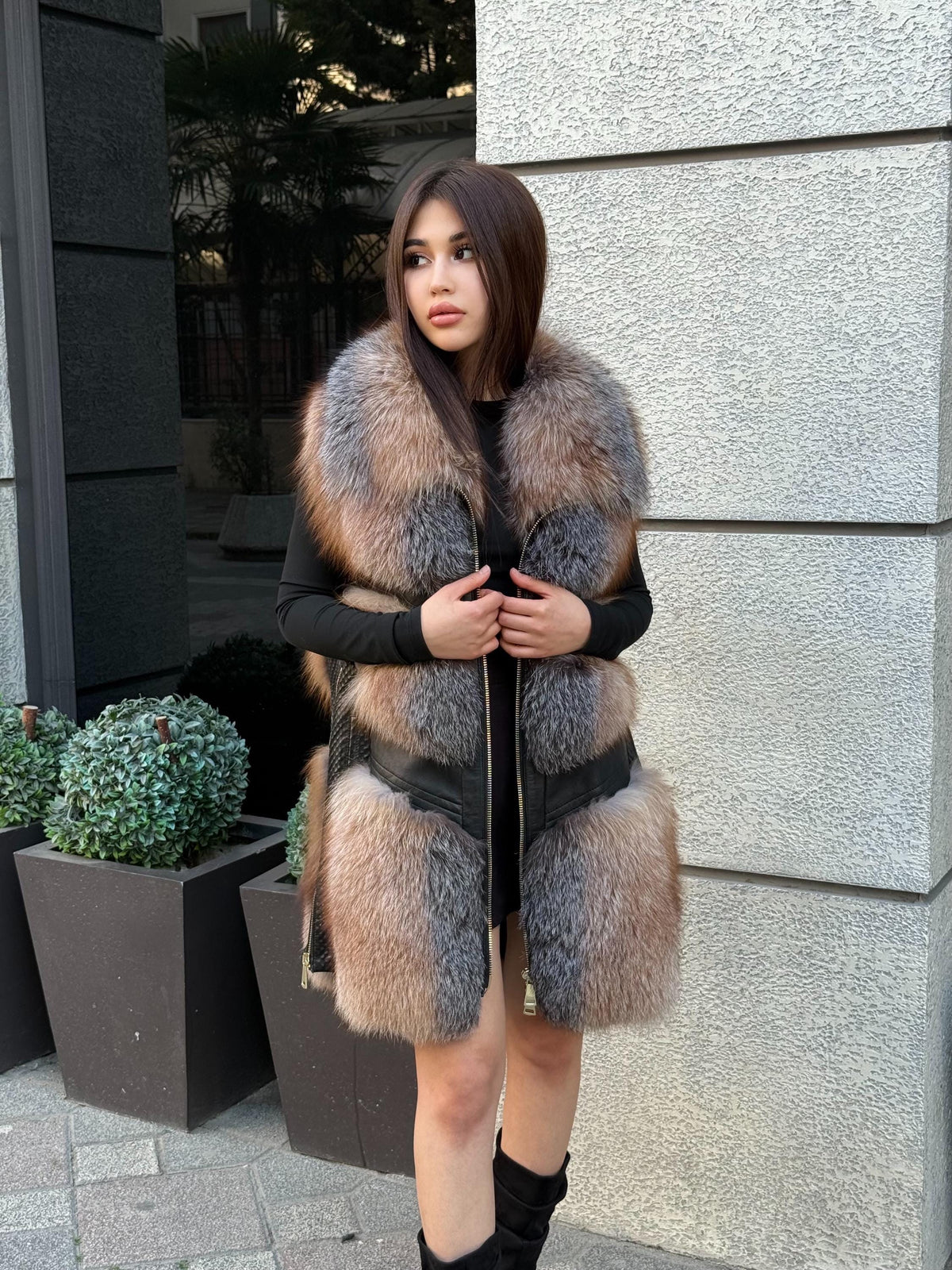 Handmade Women Frost Fox Fur Vest, Real Fox Fur, Handmade Vest For Women | Long Fox Fur Vest | Gift Ideas | Luxury Vest | Genuine Fur Vest