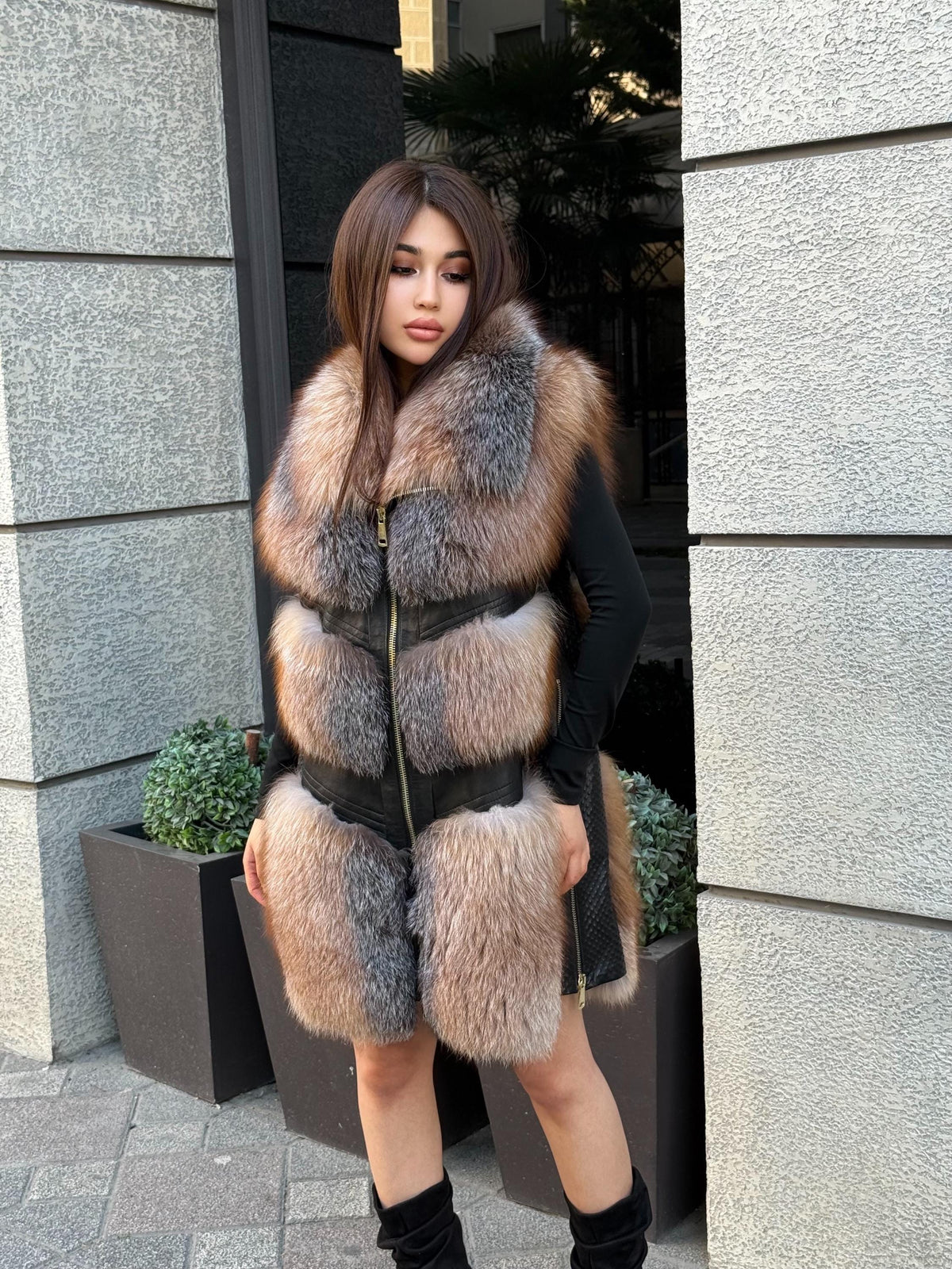 Handmade Women Frost Fox Fur Vest, Real Fox Fur, Handmade Vest For Women | Long Fox Fur Vest | Gift Ideas | Luxury Vest | Genuine Fur Vest