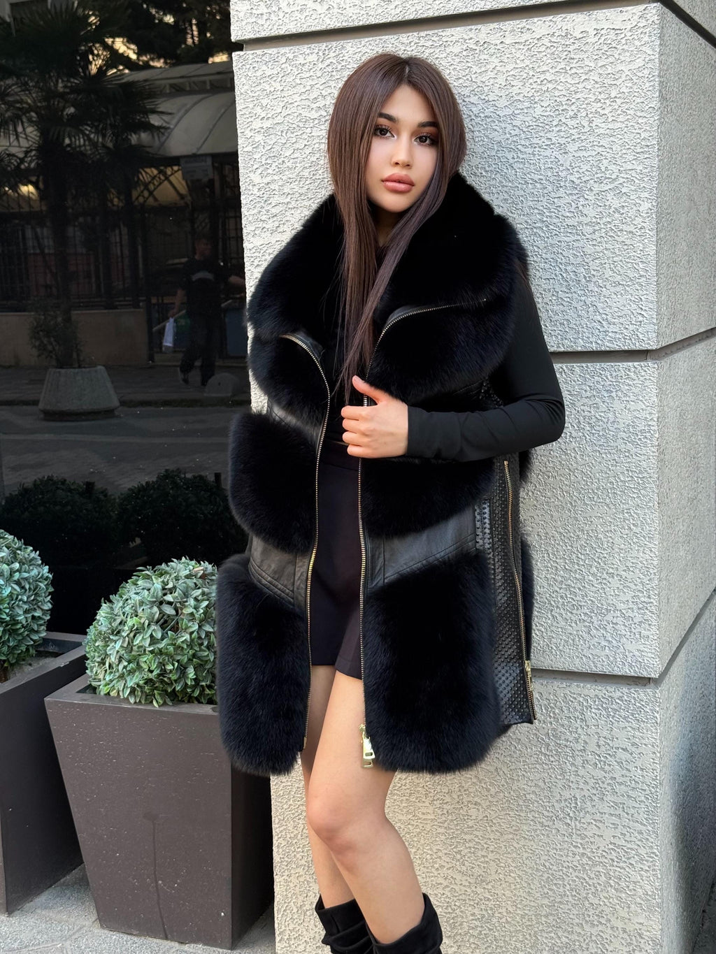 Handmade Women Black Fox Fur Vest, Real Fox Fur, Handmade Vest For Women | Long Fox Fur Vest | Gift Ideas | Luxury Vest | Genuine Fur Vest