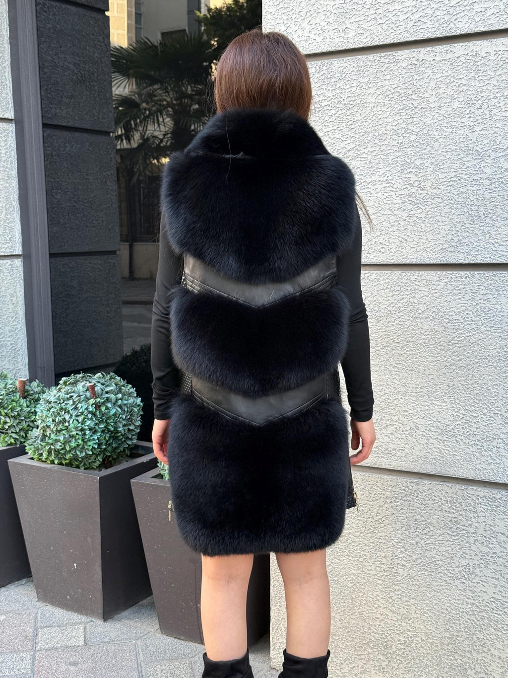 Handmade Women Black Fox Fur Vest, Real Fox Fur, Handmade Vest For Women | Long Fox Fur Vest | Gift Ideas | Luxury Vest | Genuine Fur Vest