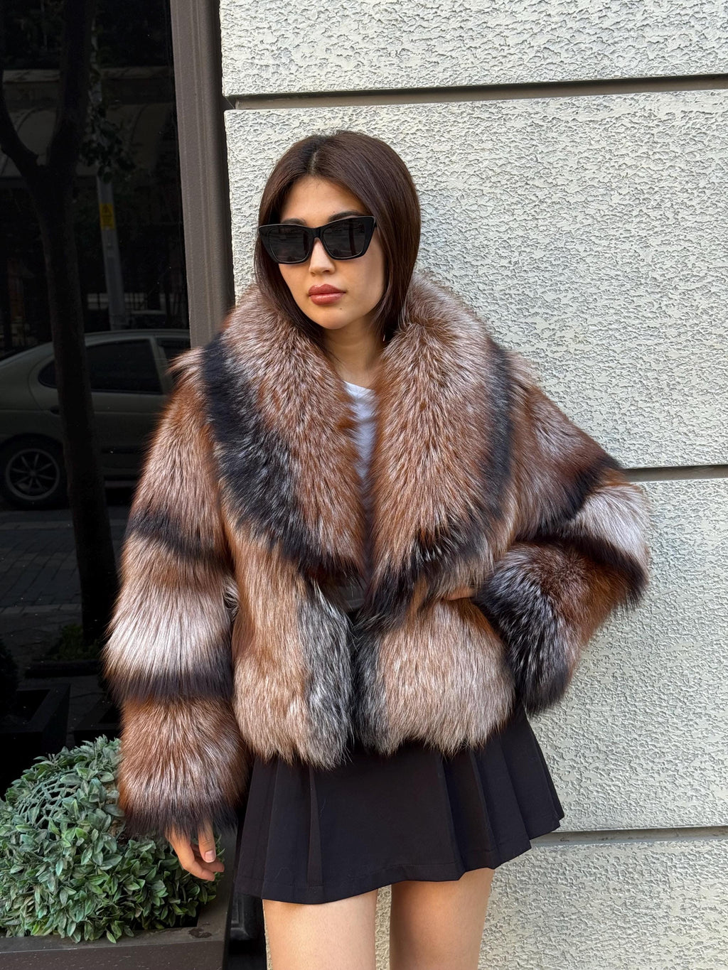 Luxury Women Frost Fox Fur Jacket | Handmade Short Fox Fur Coat | Plus Size Winter Fur Outerwear