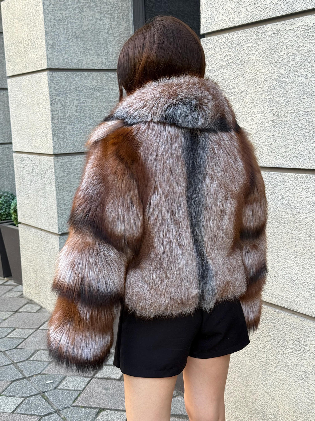 Luxury Women Frost Fox Fur Jacket | Handmade Short Fox Fur Coat | Plus Size Winter Fur Outerwear