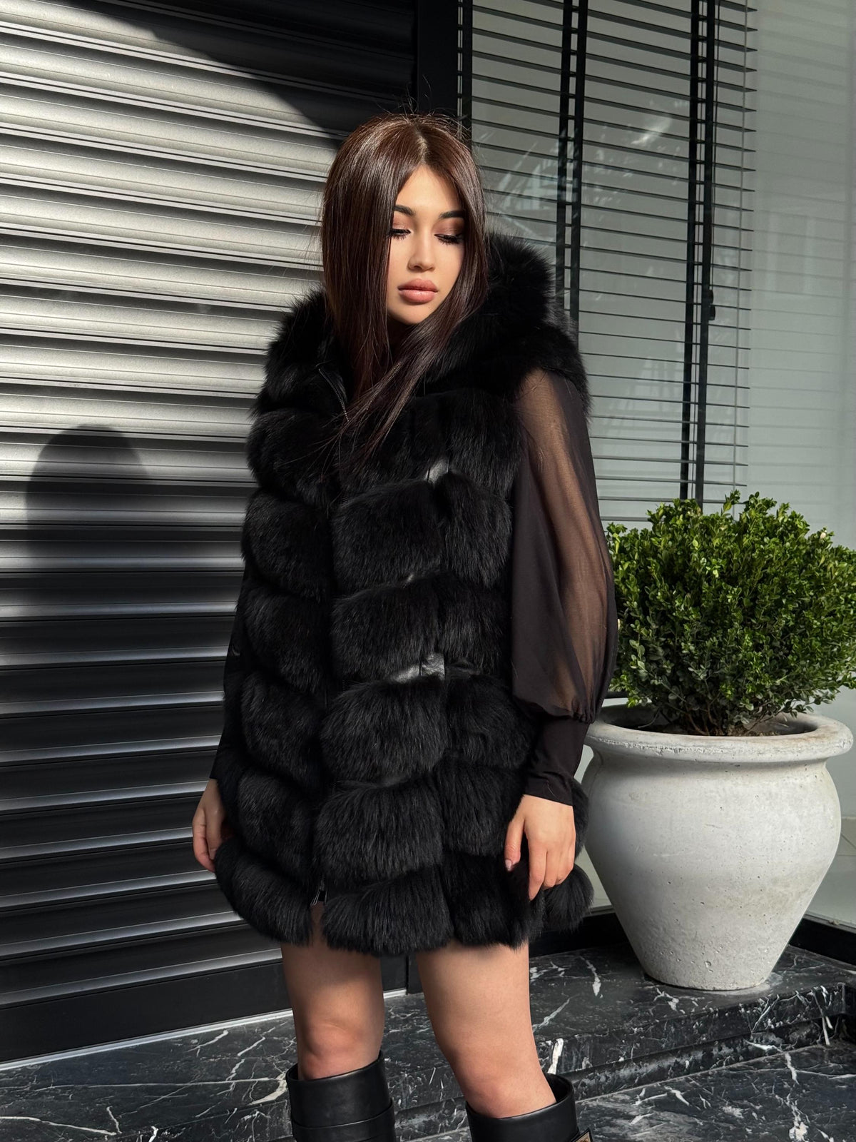 Luxury Pink Fox Fur Vest | Genuine Real Fox Fur | Long Handmade Fur Vest For Women | Winter Sleeveless Fur Jacket | Plus Size Fur Vest
