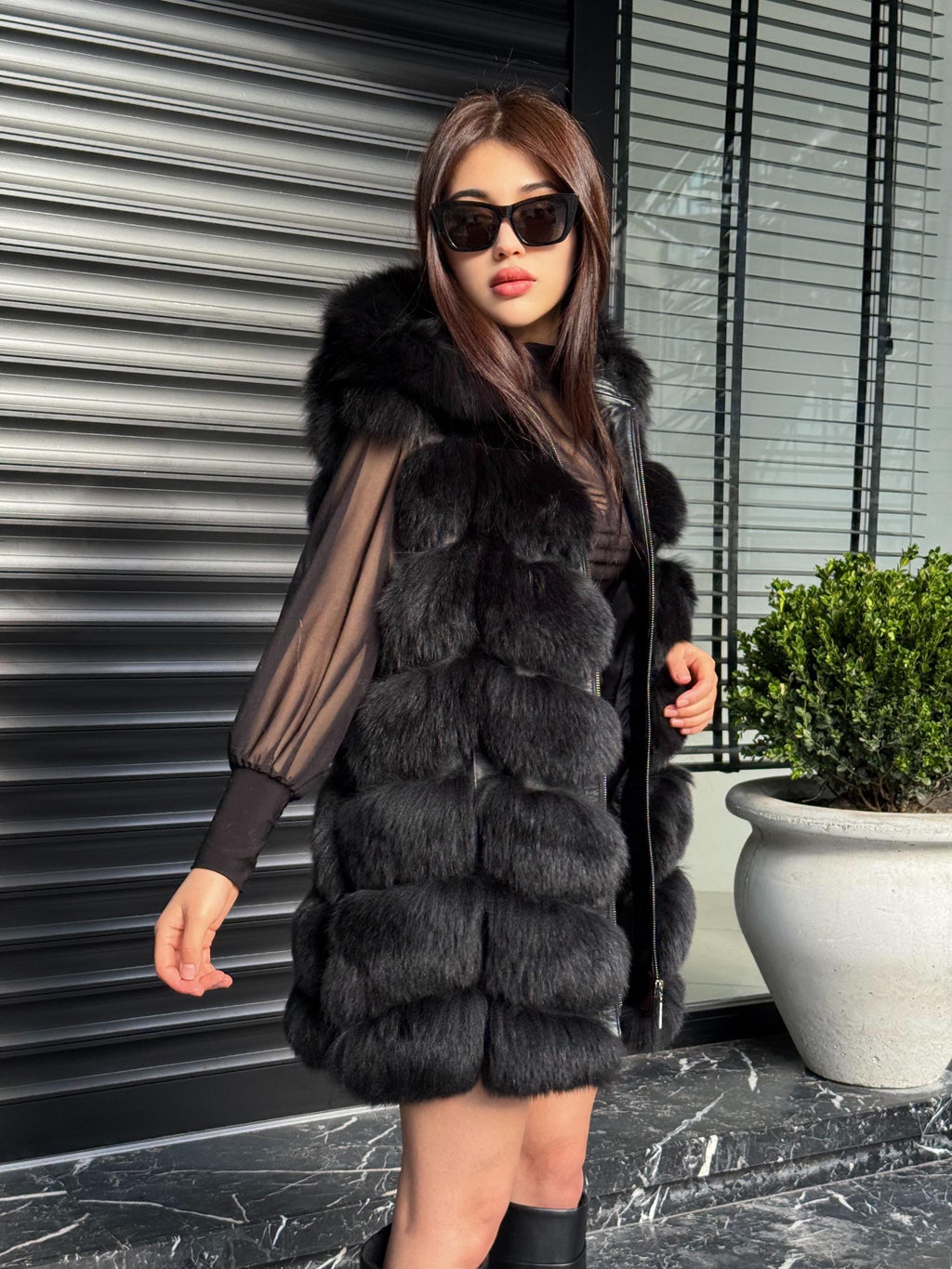 Luxury Pink Fox Fur Vest | Genuine Real Fox Fur | Long Handmade Fur Vest For Women | Winter Sleeveless Fur Jacket | Plus Size Fur Vest