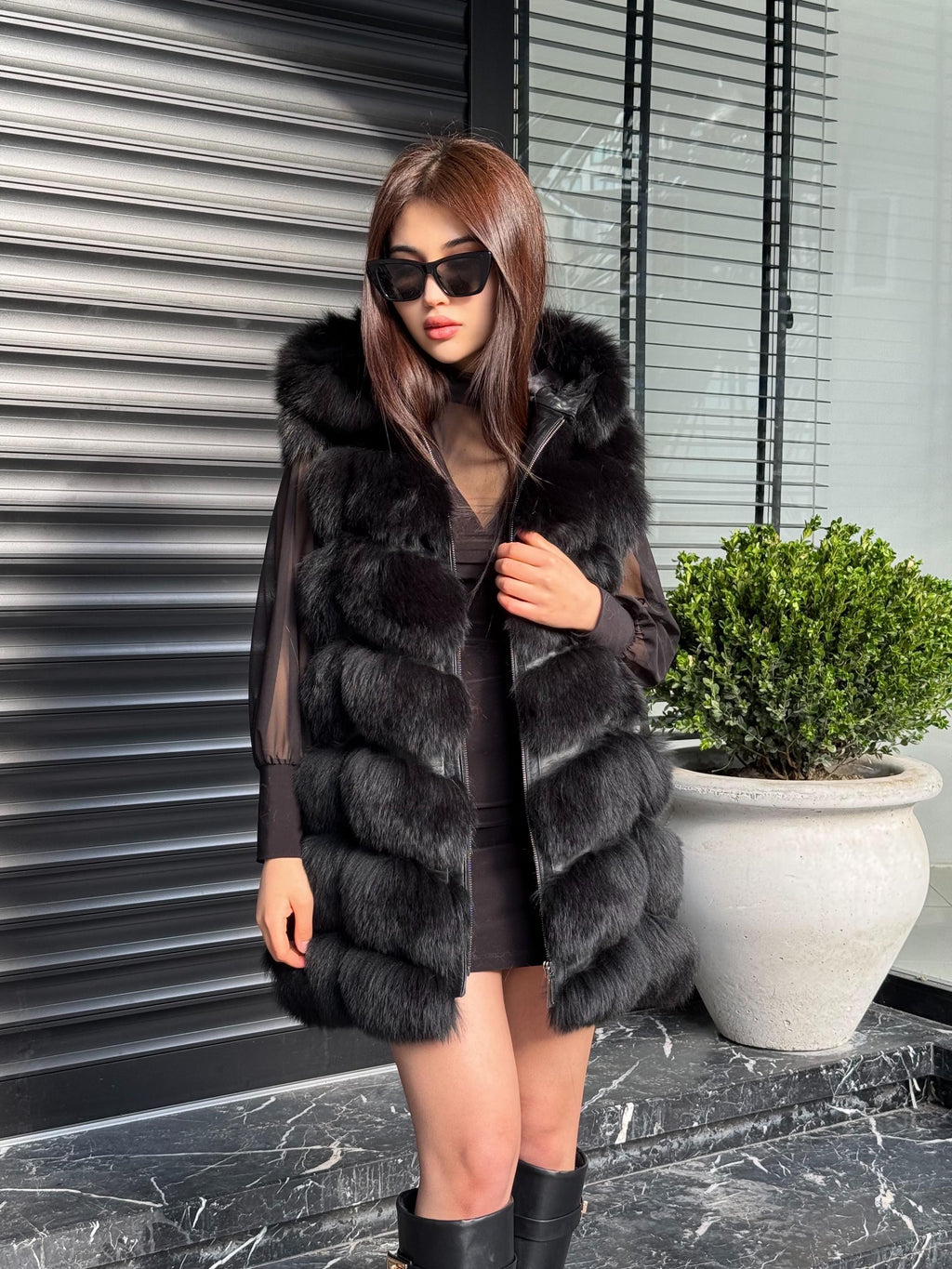 Luxury Pink Fox Fur Vest | Genuine Real Fox Fur | Long Handmade Fur Vest For Women | Winter Sleeveless Fur Jacket | Plus Size Fur Vest