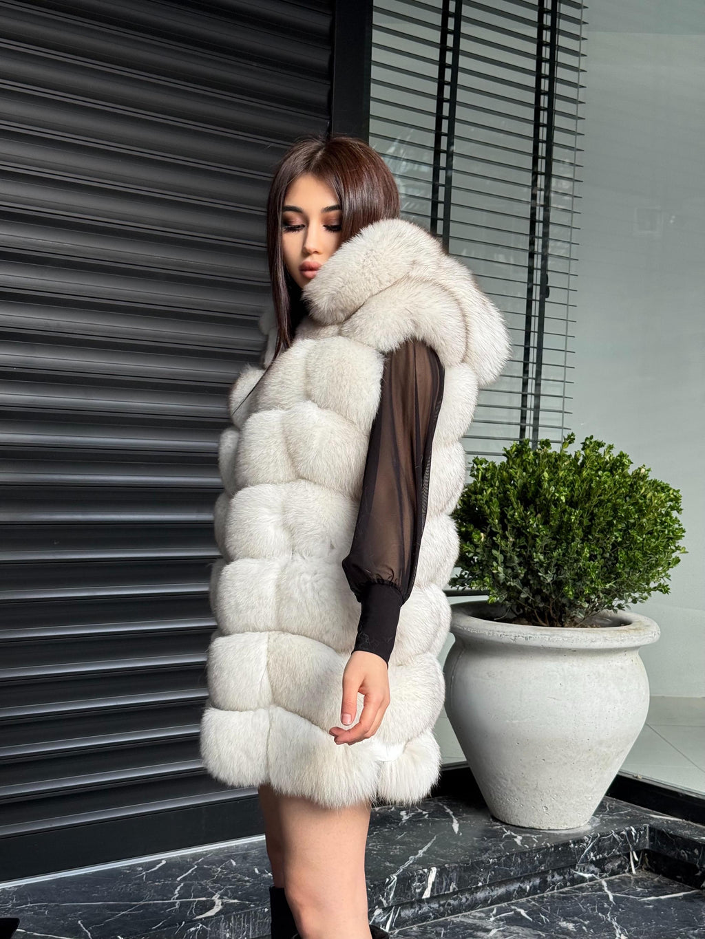 Luxury White Fox Fur Vest | Genuine Real Fox Fur | Long Handmade Fox Fur Vest For Women | Winter Sleeveless Fur Jacket | Plus Size Fur Vest
