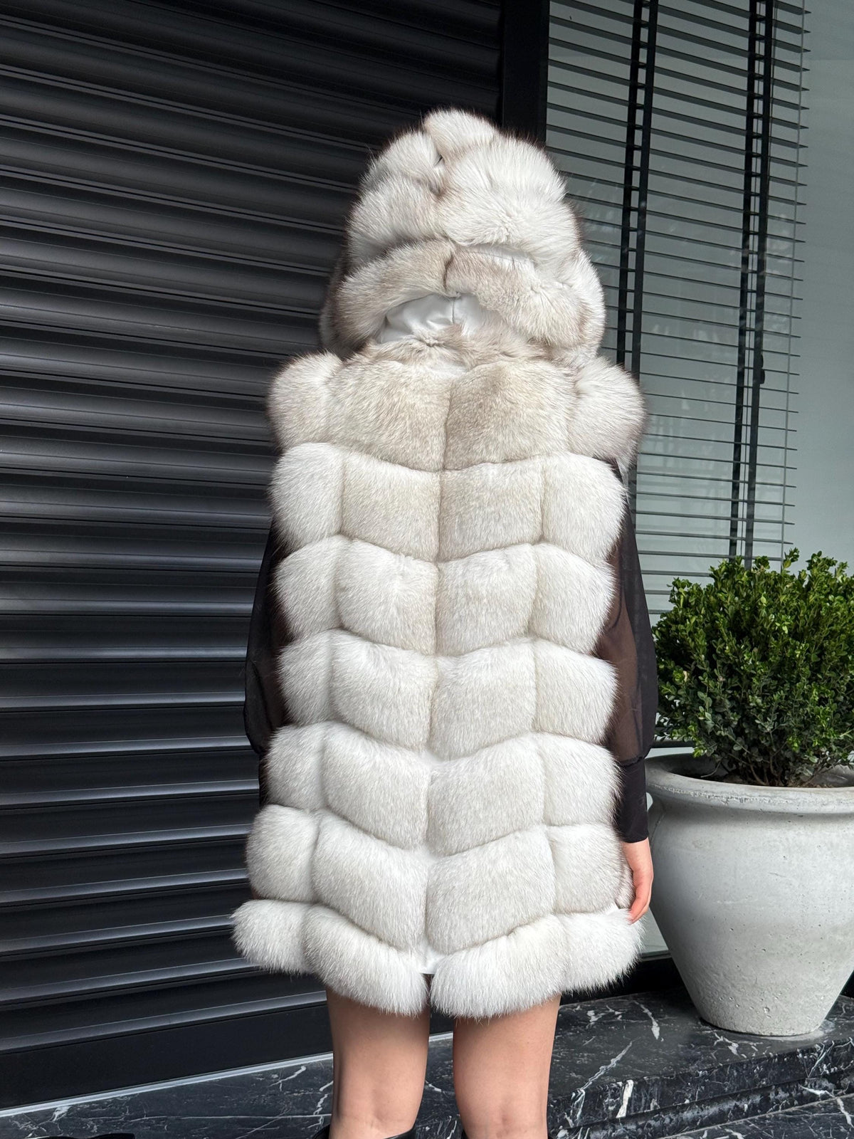 Luxury White Fox Fur Vest | Genuine Real Fox Fur | Long Handmade Fox Fur Vest For Women | Winter Sleeveless Fur Jacket | Plus Size Fur Vest