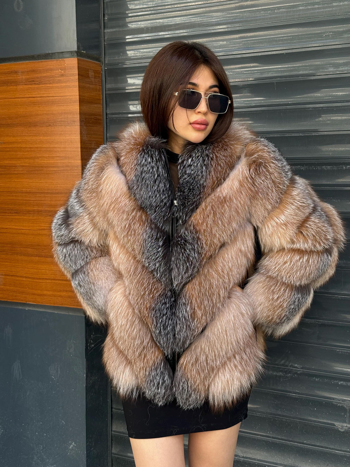 Natural Frost Fox Fur Jacket with Detachable Sleeves | 2-in-1 Handmade Fur Coat & Vest | Luxury Women’s Winter Outerwear | Gift For Her