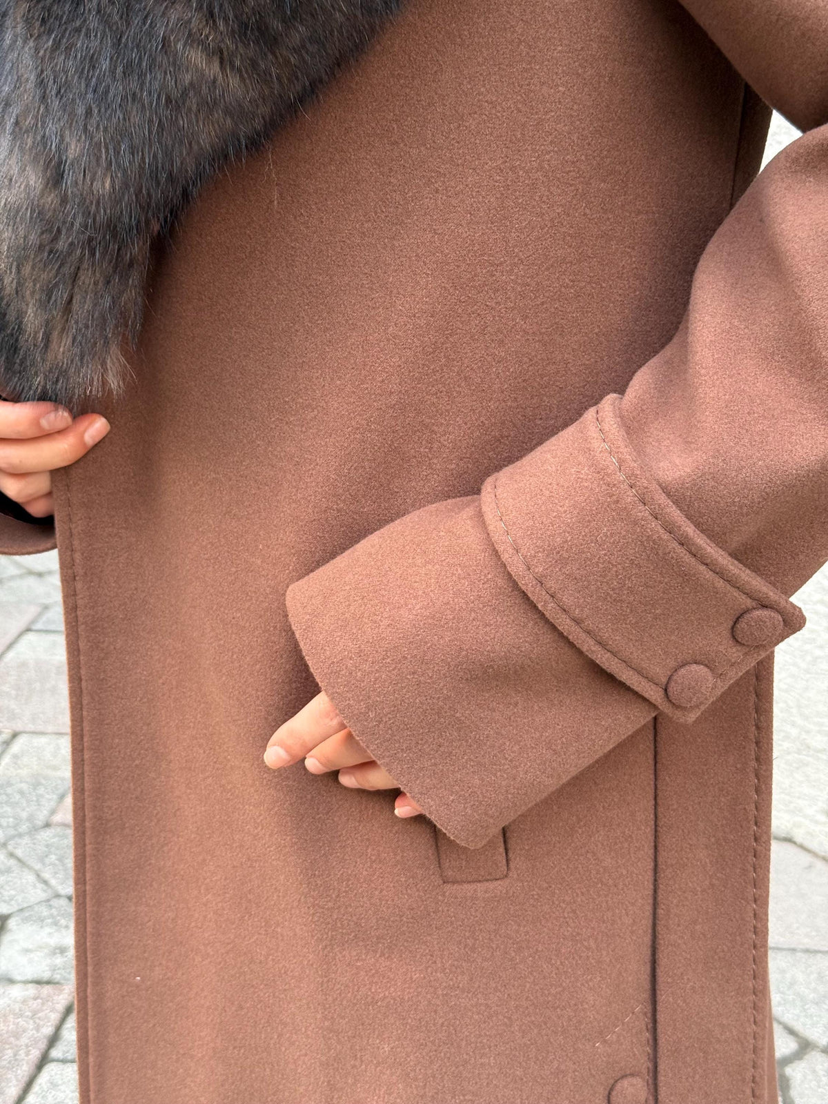 Brown Long Cashmere Collar Fox Fur Coat, Women Fox Fur Jacket. - Brown Fox Fur Jacket