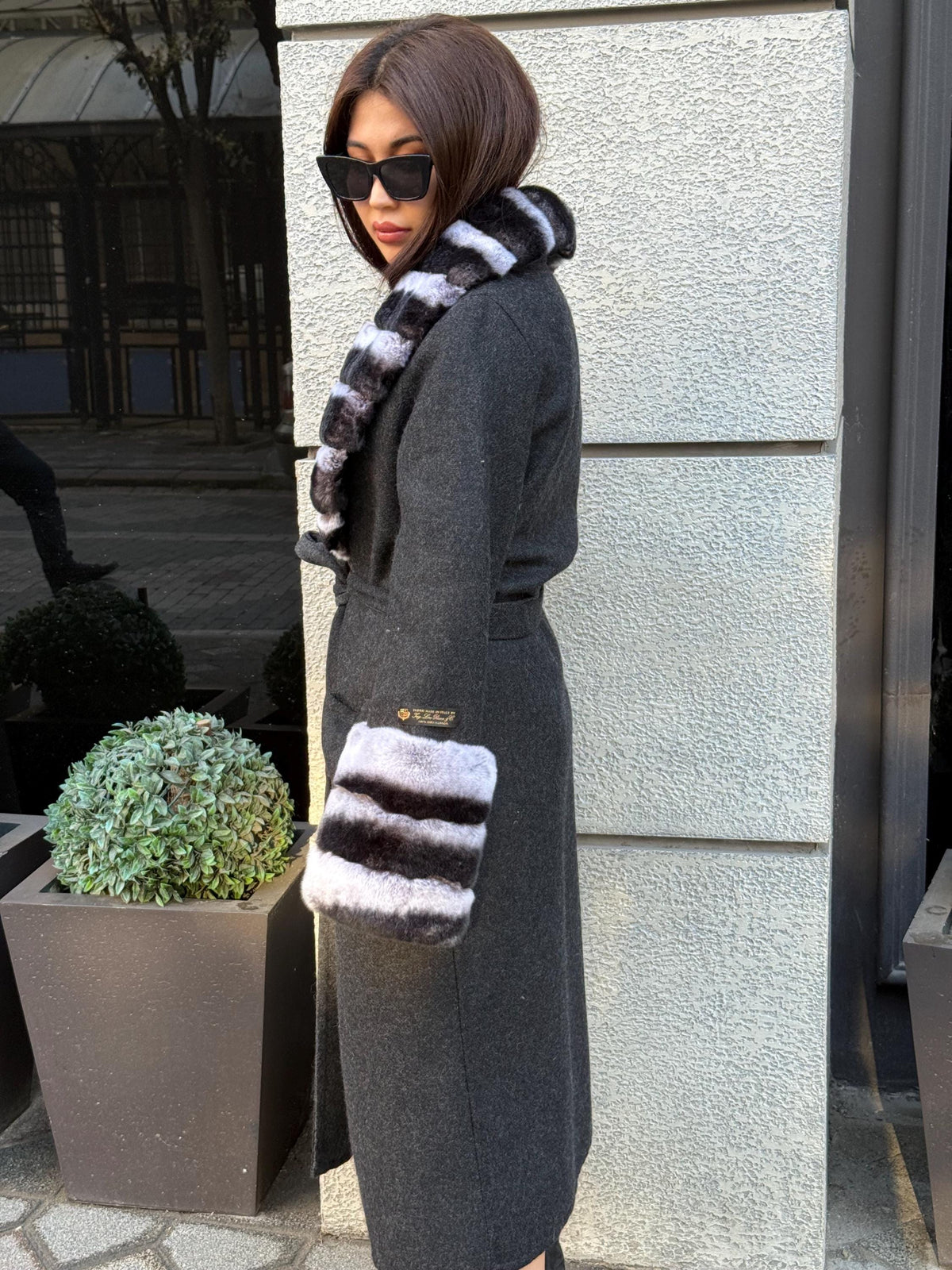 Black Handmade Women Alpaca Coat With Rex Fur | Luxury Wool Outwear | Soft Warm Natural Alpaca Wool Coat | All Colours Available