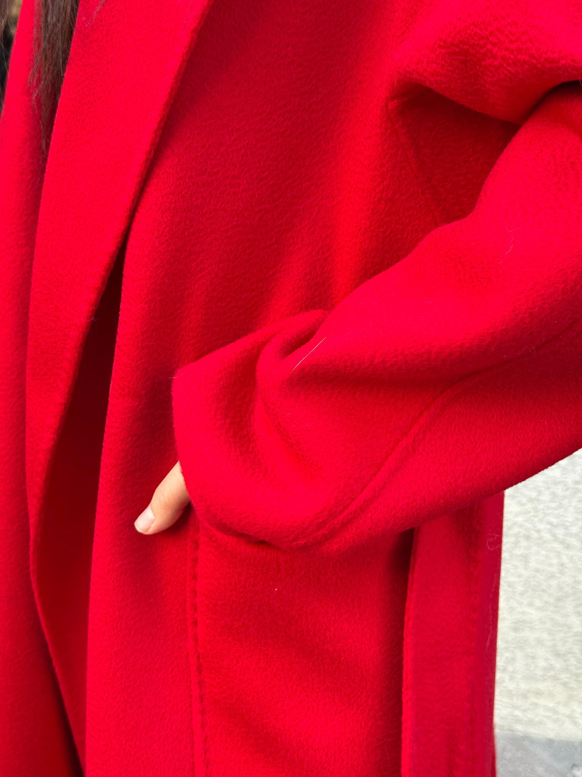 Women’s Red Long Zibellino Alpaca Coat, Handmade Luxury Virgin Wool Jacket