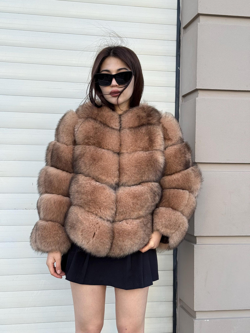 Women Handmade Fox Fur Jacket & Vest | Brown Genuine Fox Fur Jacket With Removable Sleeves, Luxury Winter Warm Outwear | Gift For Her