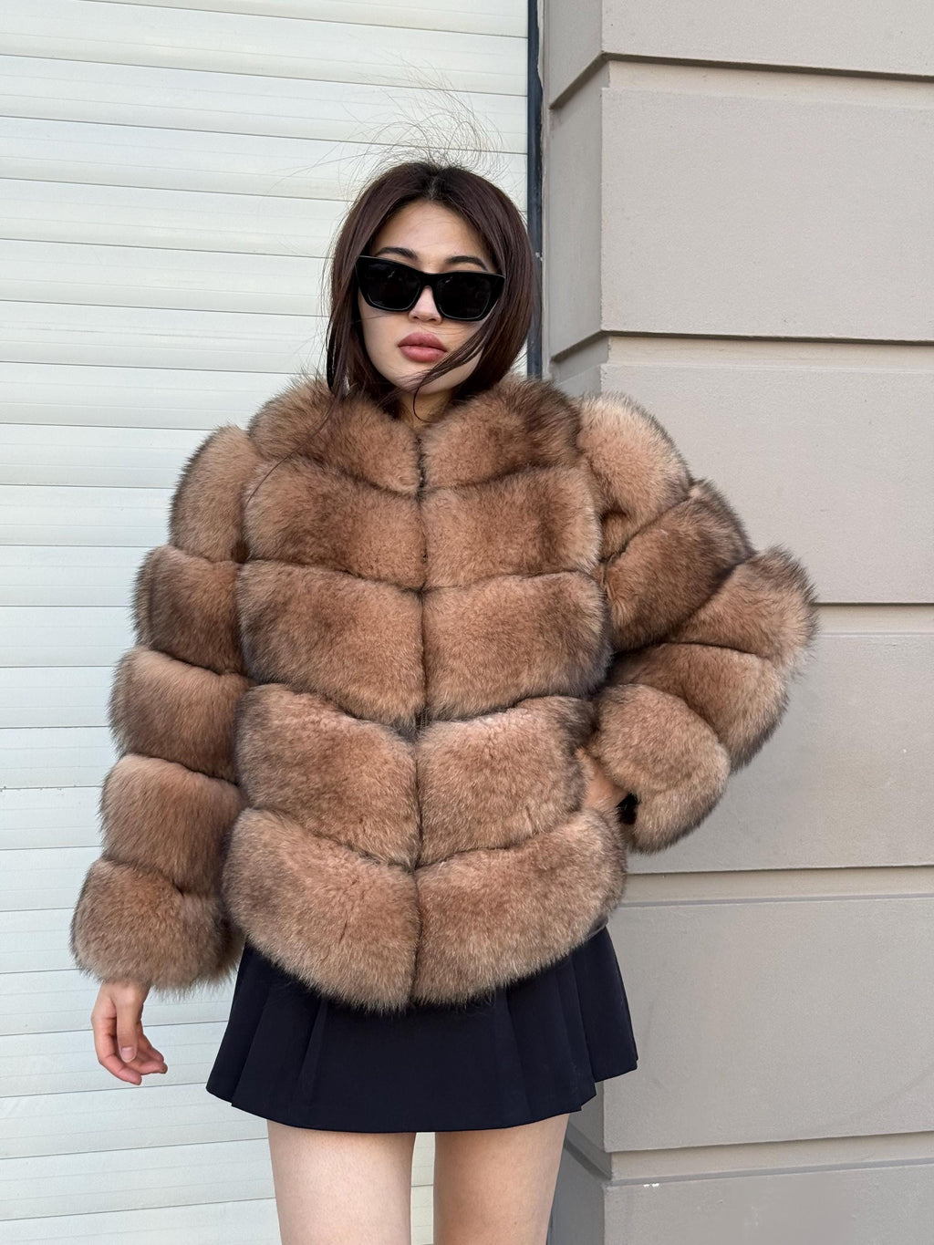 Women Handmade Fox Fur Jacket & Vest | Brown Genuine Fox Fur Jacket With Removable Sleeves, Luxury Winter Warm Outwear | Gift For Her