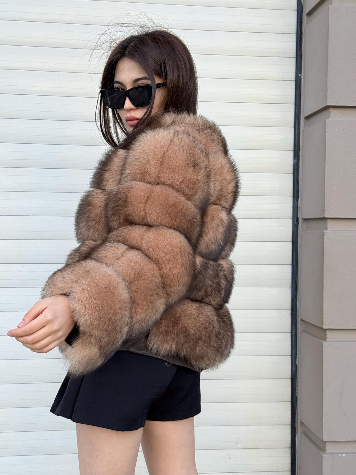 Women Handmade Fox Fur Jacket & Vest | Brown Genuine Fox Fur Jacket With Removable Sleeves, Luxury Winter Warm Outwear | Gift For Her