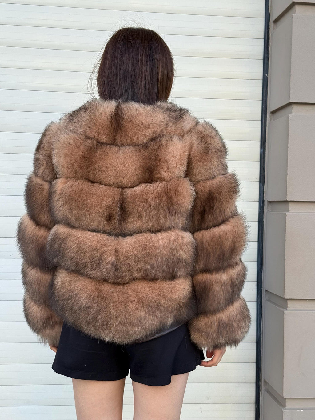 Women Handmade Fox Fur Jacket & Vest | Brown Genuine Fox Fur Jacket With Removable Sleeves, Luxury Winter Warm Outwear | Gift For Her