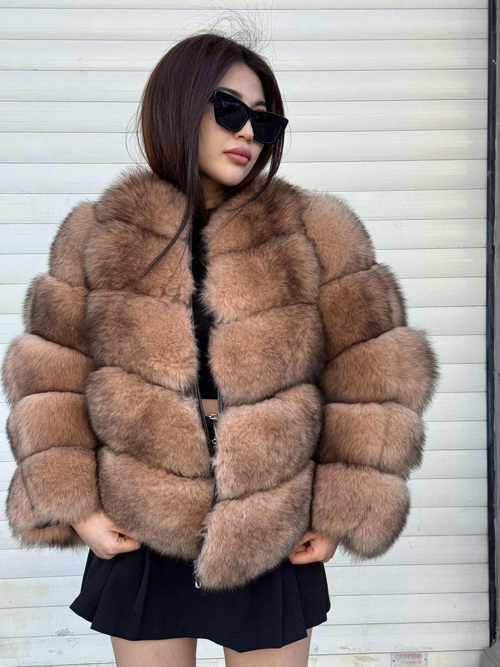 Women Handmade Fox Fur Jacket & Vest | Brown Genuine Fox Fur Jacket With Removable Sleeves, Luxury Winter Warm Outwear | Gift For Her