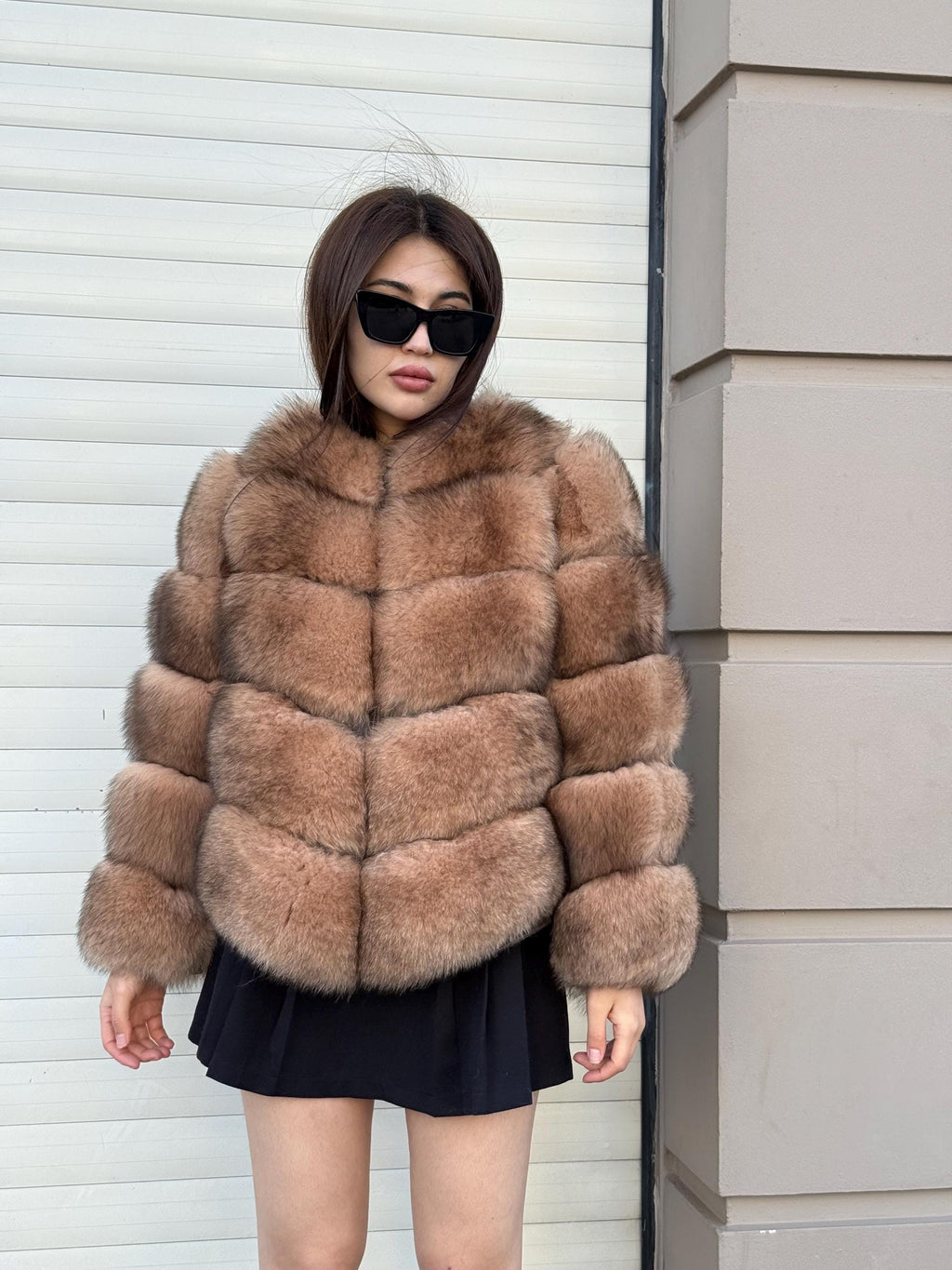 Women Handmade Fox Fur Jacket & Vest | Brown Genuine Fox Fur Jacket With Removable Sleeves, Luxury Winter Warm Outwear | Gift For Her