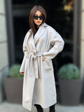 Women’s Stone Long Zibellino Alpaca Coat, Handmade Luxury Virgin Wool Jacket
