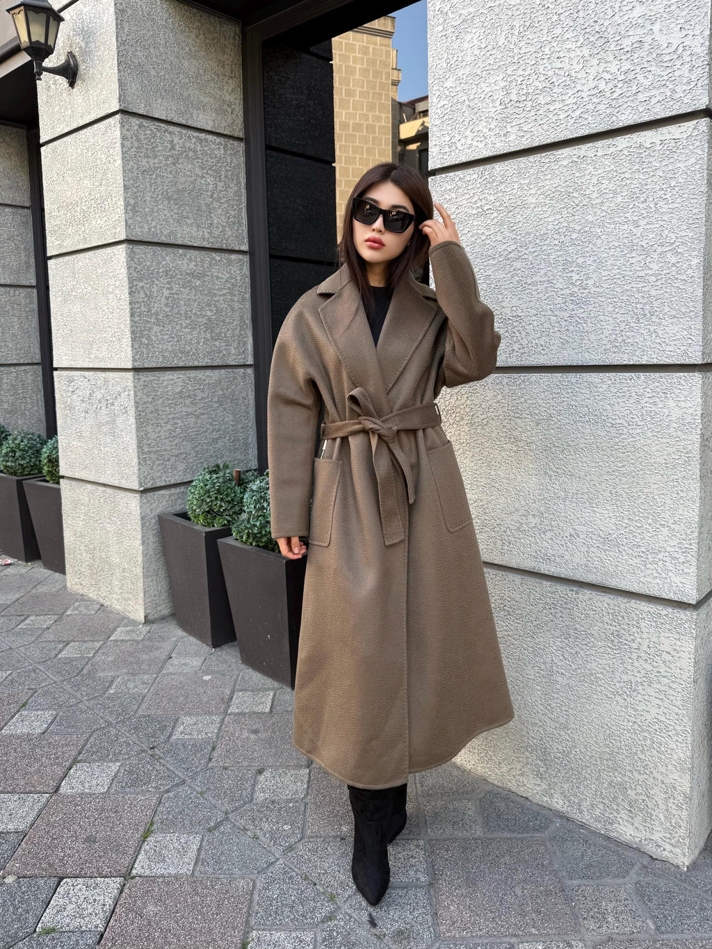 Women’s Mause Long Zibellino Alpaca Coat, Handmade Luxury Virgin Wool Jacket
