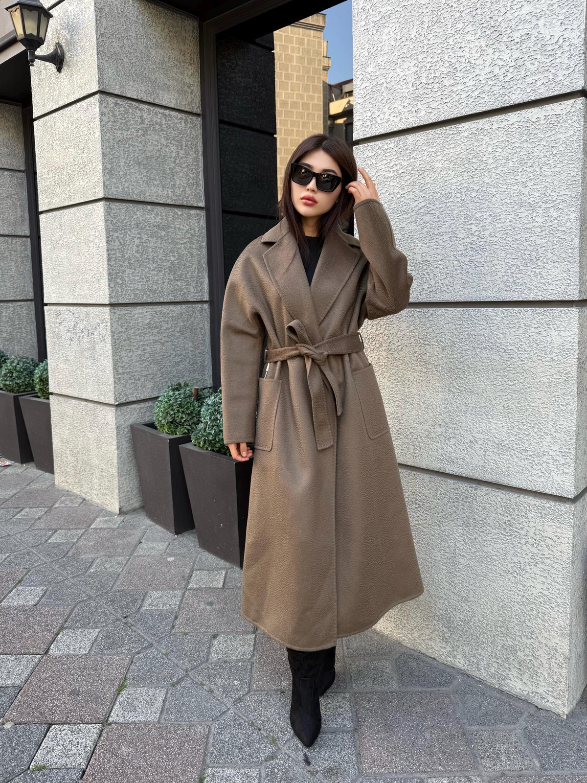 Women’s Mause Long Zibellino Alpaca Coat, Handmade Luxury Virgin Wool Jacket